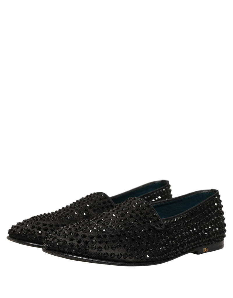 Dolce & Gabbana Black Rhinestone Embellished Loafers