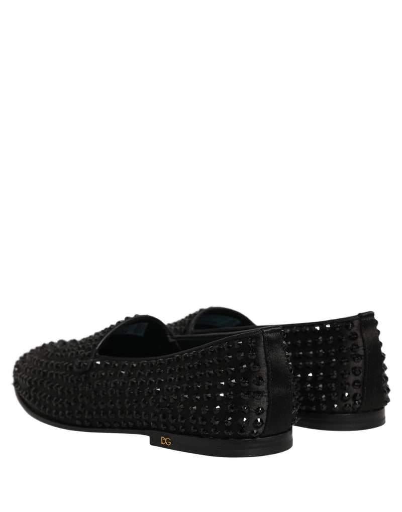 Dolce & Gabbana Black Rhinestone Embellished Loafers