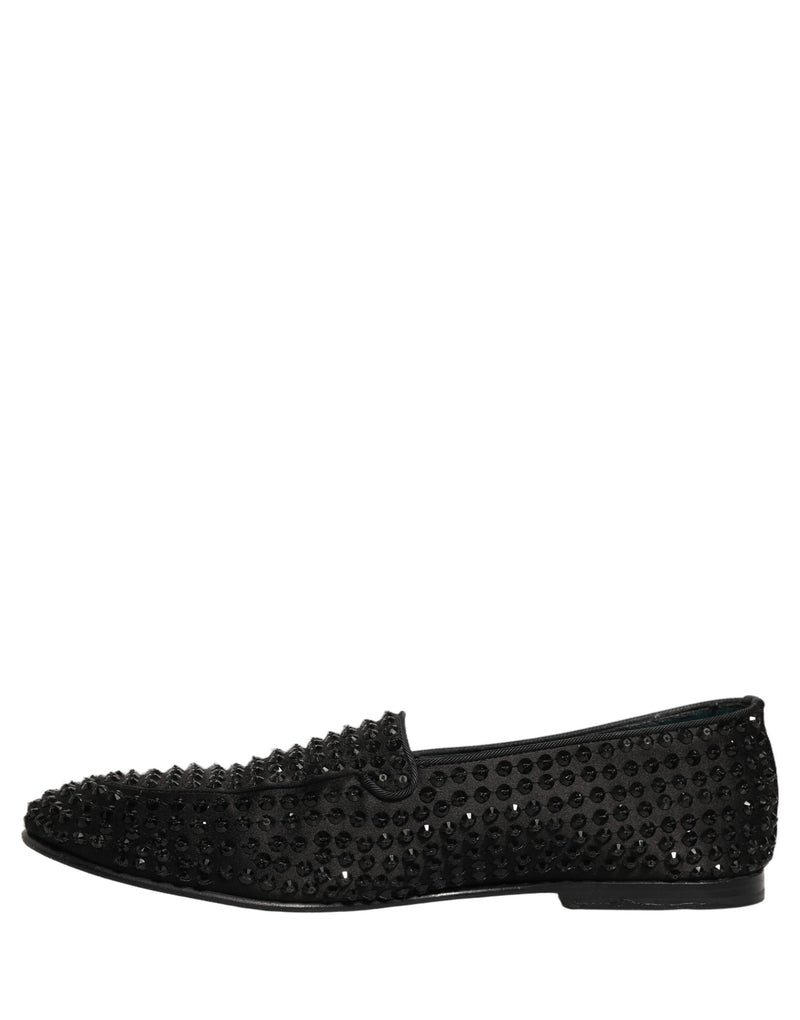Dolce & Gabbana Black Rhinestone Embellished Loafers
