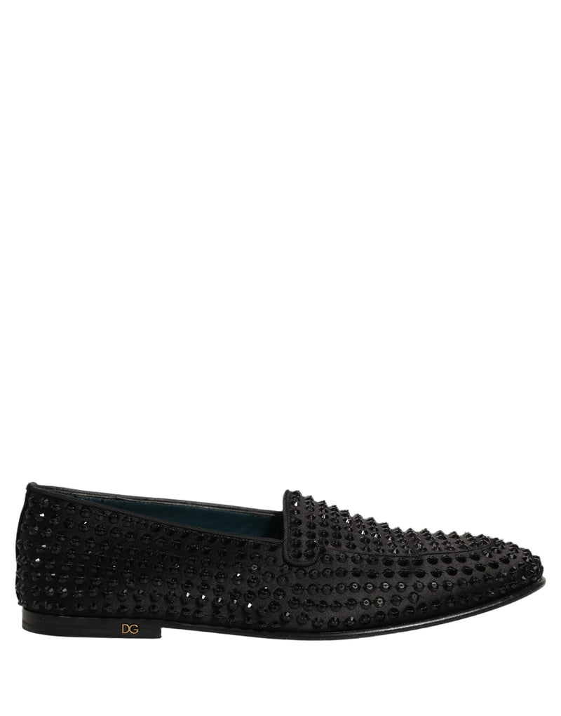 Dolce & Gabbana Black Rhinestone Embellished Loafers