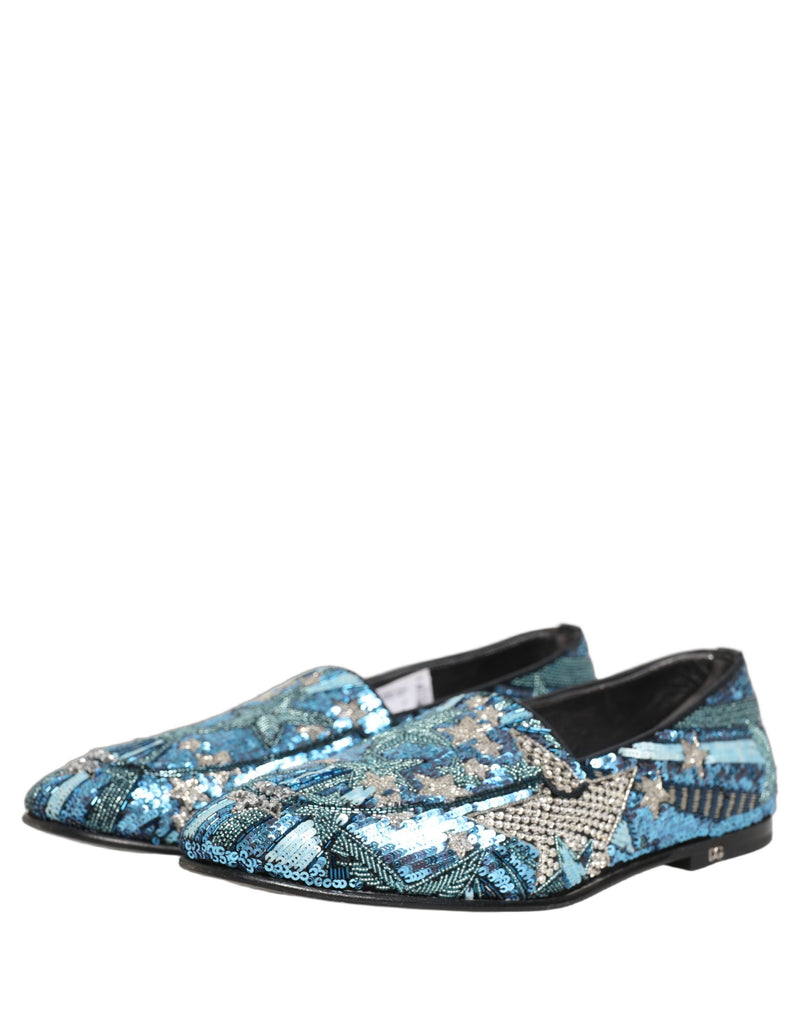 Dolce & Gabbana Multicolor Embroidered Sequin Loafers