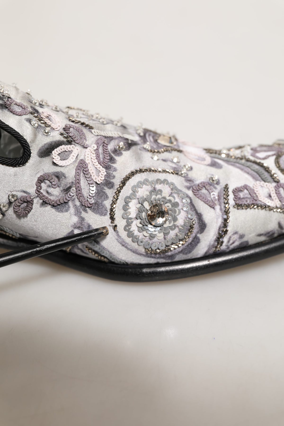 Dolce & Gabbana White Sequined Formal Slip-On Loafers