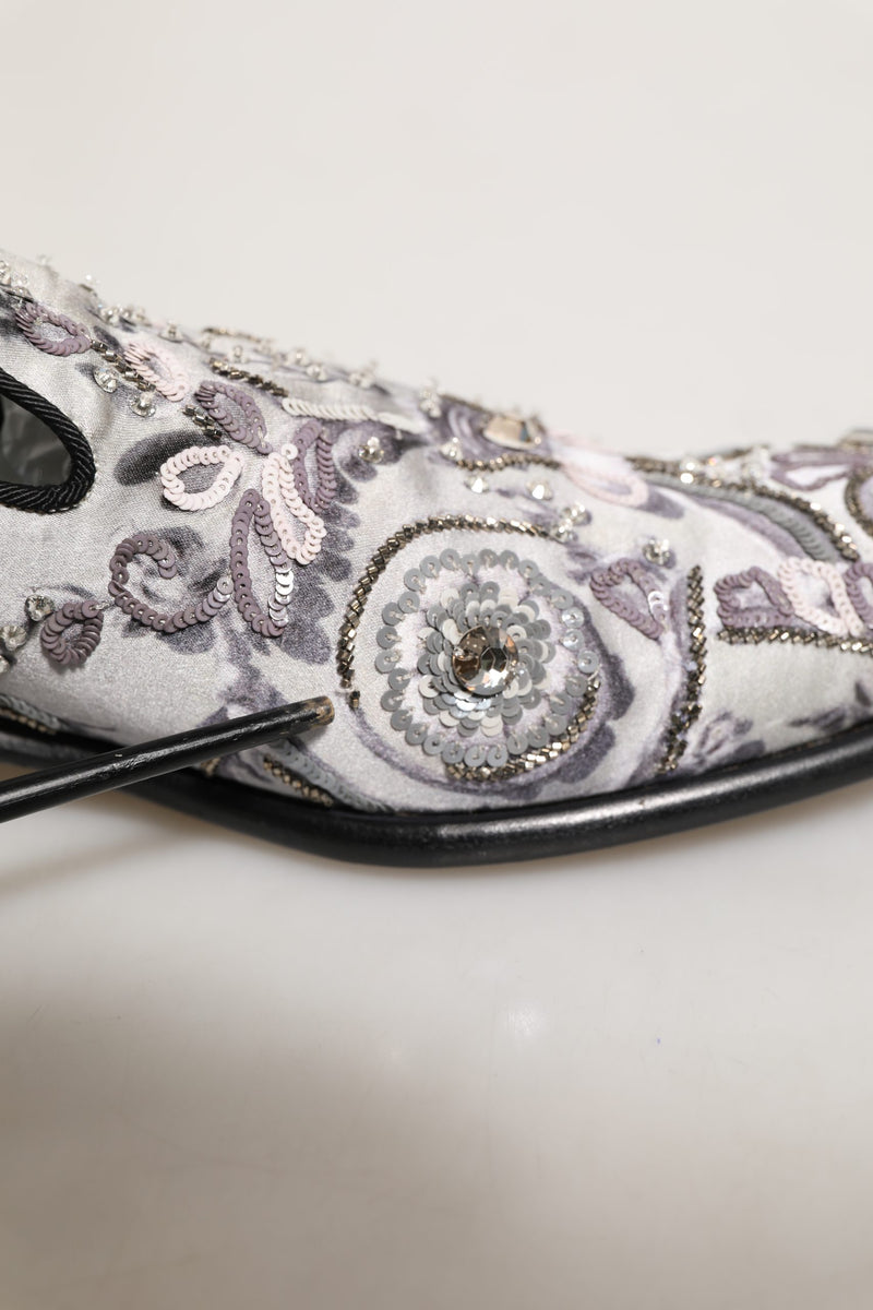 Dolce & Gabbana White Sequined Formal Slip-On Loafers