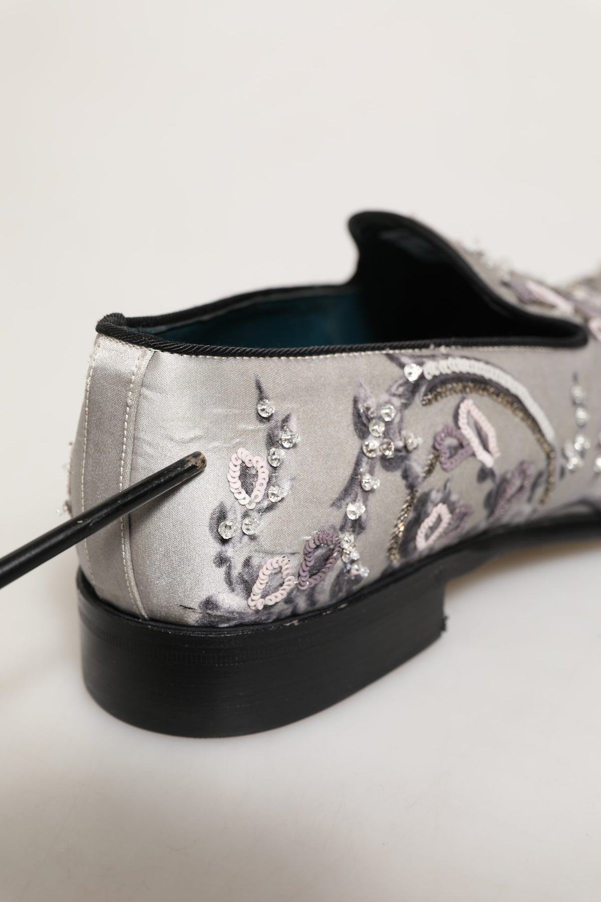 Dolce & Gabbana White Sequined Formal Slip-On Loafers