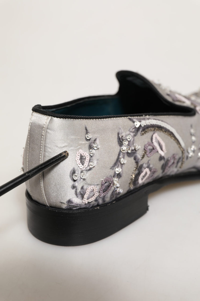 Dolce & Gabbana White Sequined Formal Slip-On Loafers
