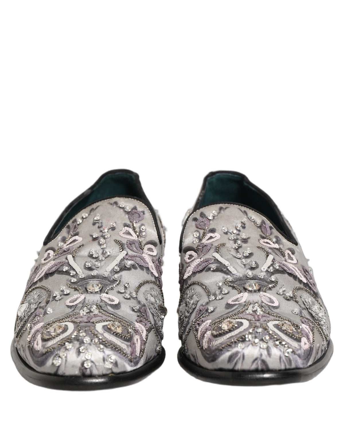 Dolce & Gabbana White Sequined Formal Slip-On Loafers