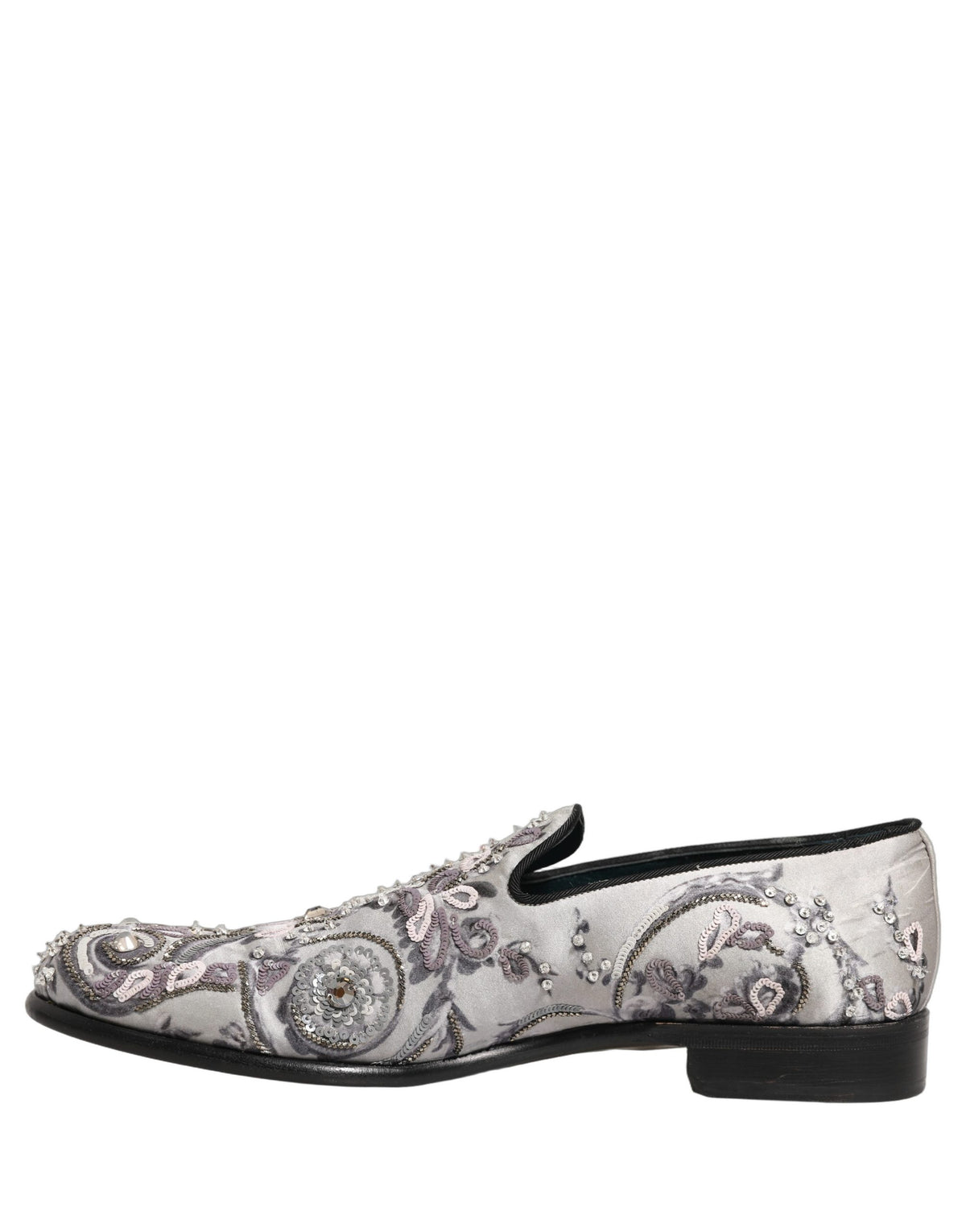 Dolce & Gabbana White Sequined Formal Slip-On Loafers