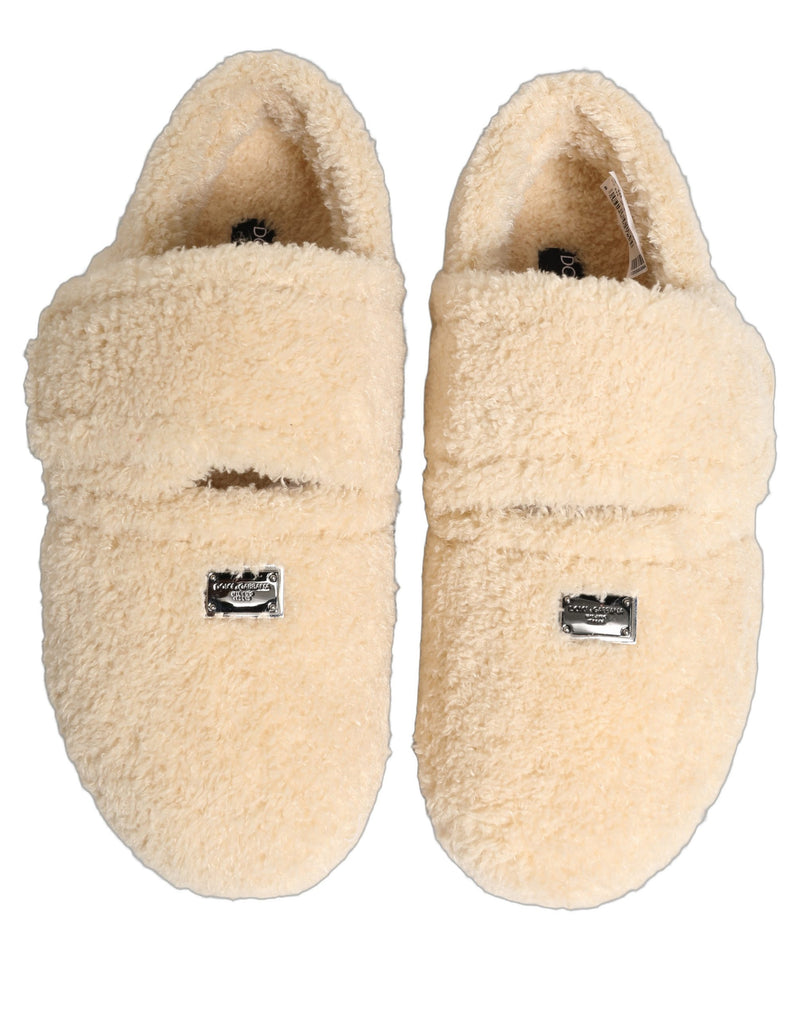 Dolce & Gabbana Beige Faux Fur Flats for Men