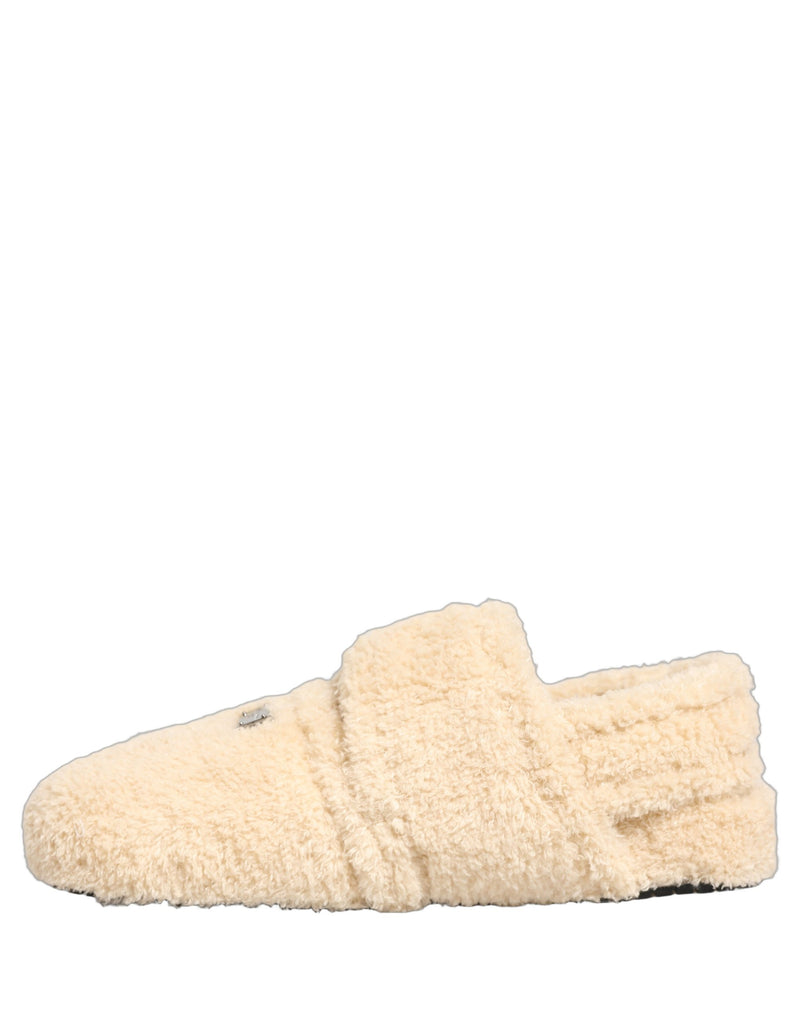 Dolce & Gabbana Beige Faux Fur Flats for Men