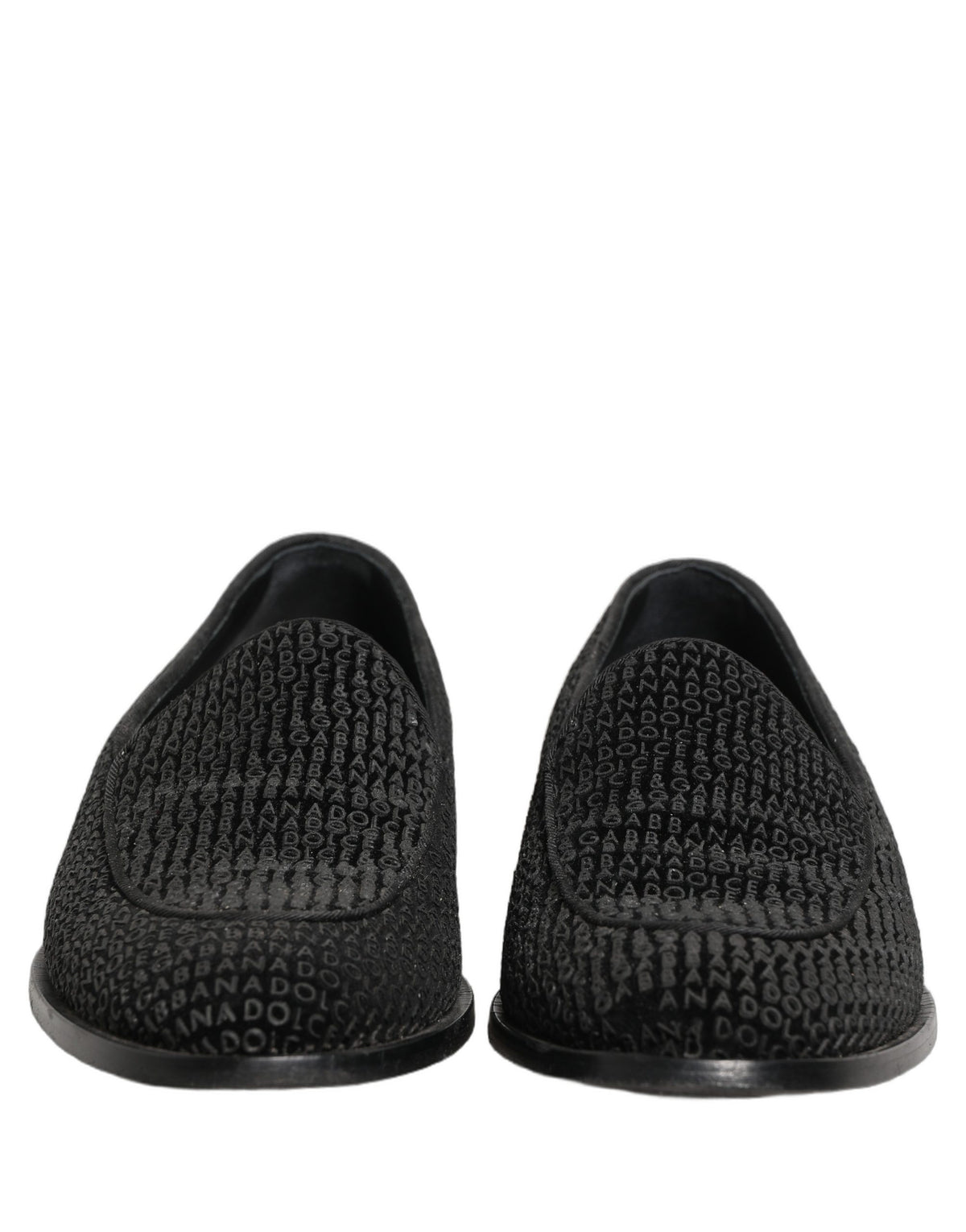 Dolce & Gabbana Black Logo Monogram Men Dress Loafers Shoes