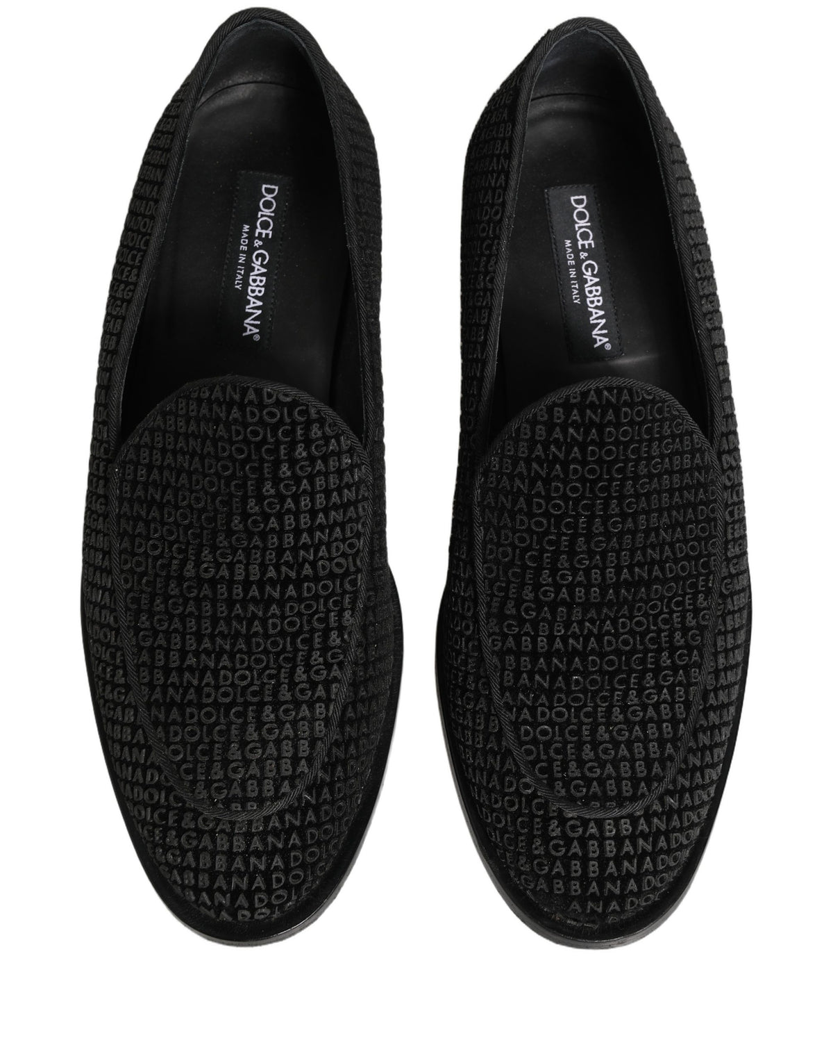 Dolce & Gabbana Black Logo Monogram Men Dress Loafers Shoes