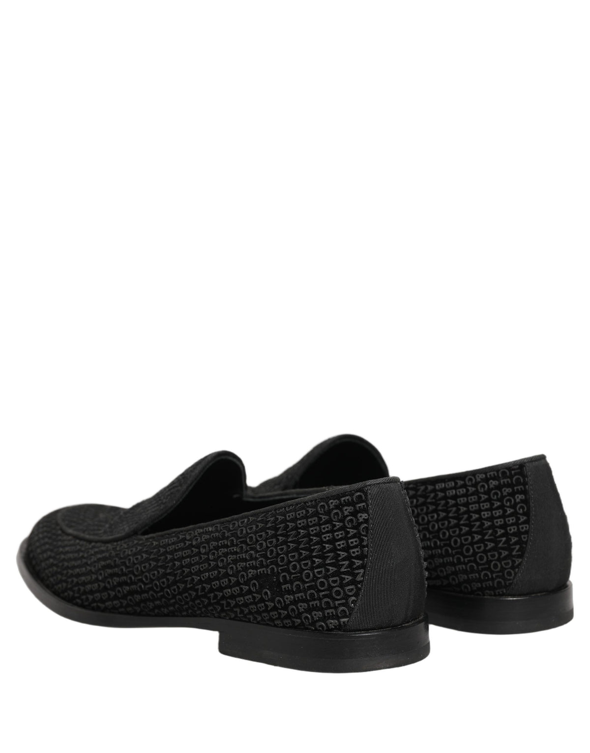 Dolce & Gabbana Black Logo Monogram Men Dress Loafers Shoes