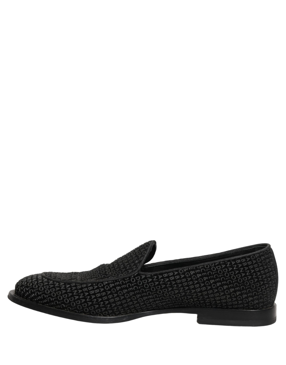 Dolce & Gabbana Black Logo Monogram Men Dress Loafers Shoes