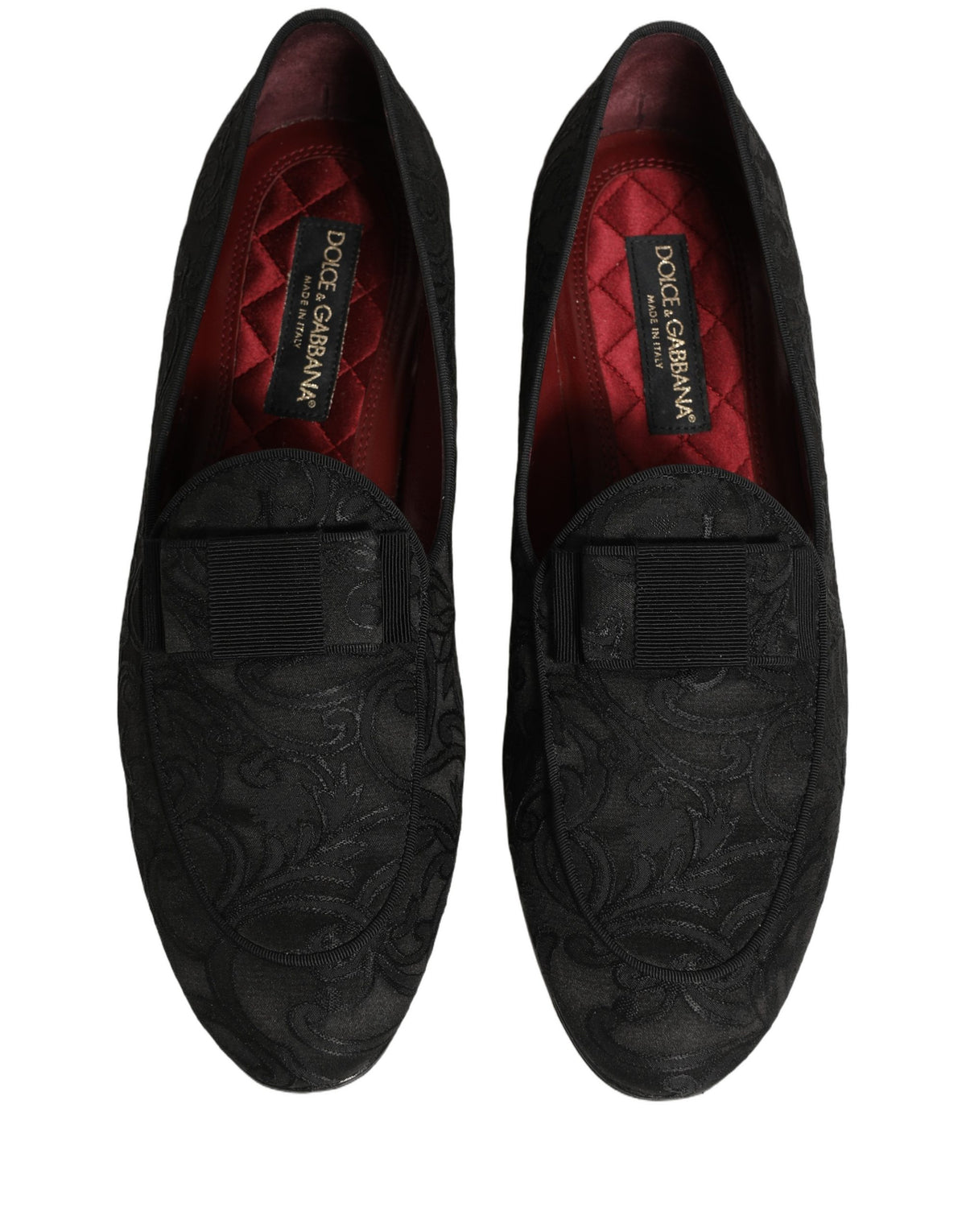 Dolce & Gabbana Black Floral Brocade Men Dress Loafers