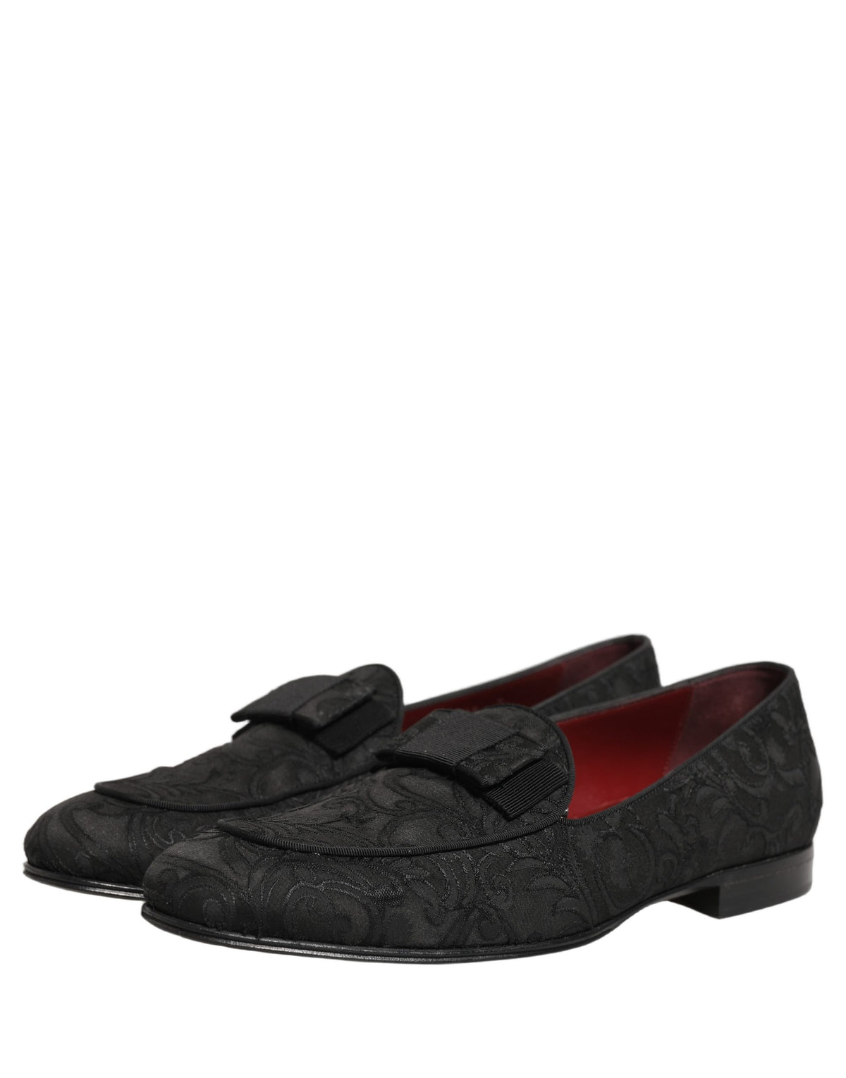 Dolce & Gabbana Black Floral Brocade Men Dress Loafers