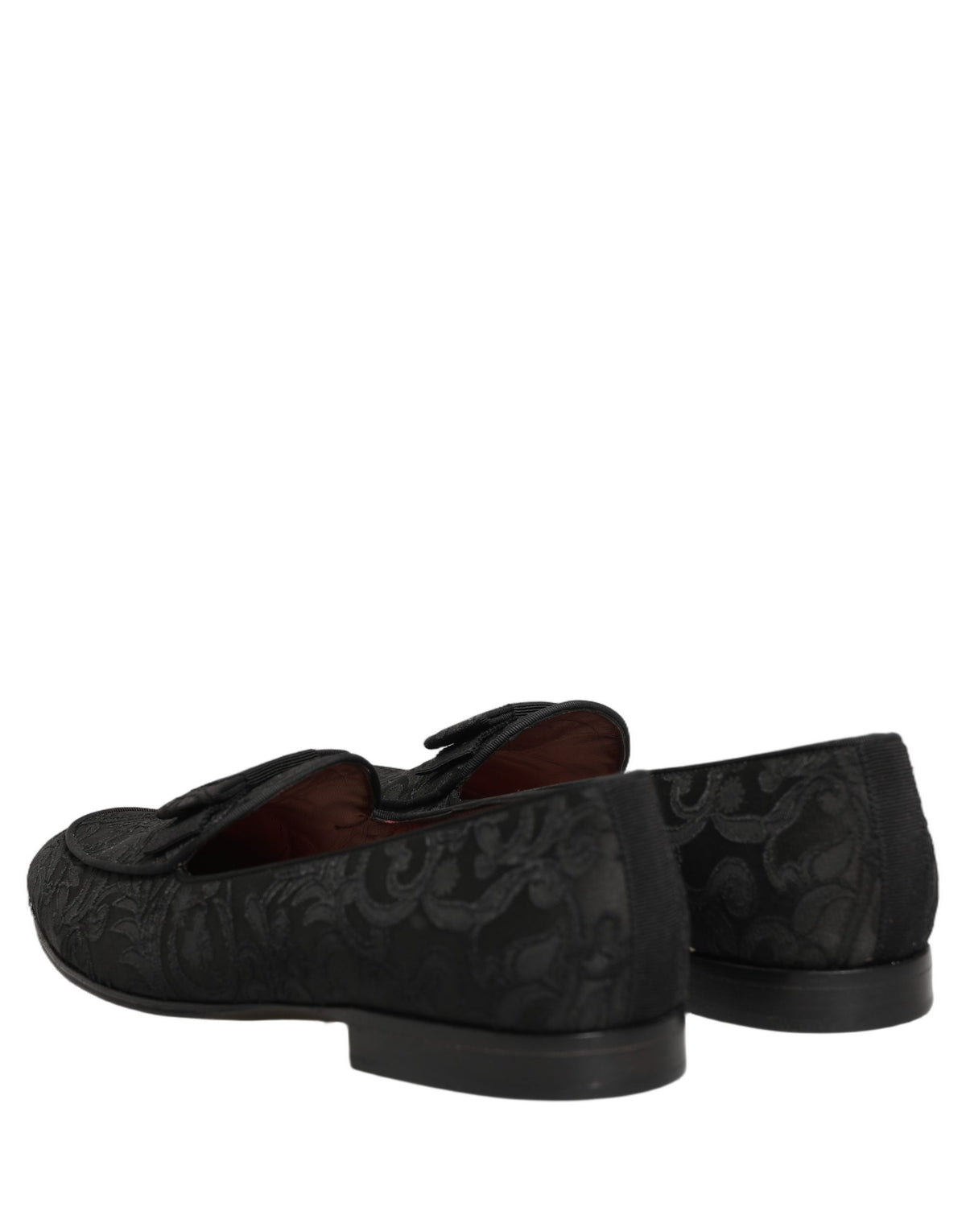 Dolce & Gabbana Black Floral Brocade Men Dress Loafers