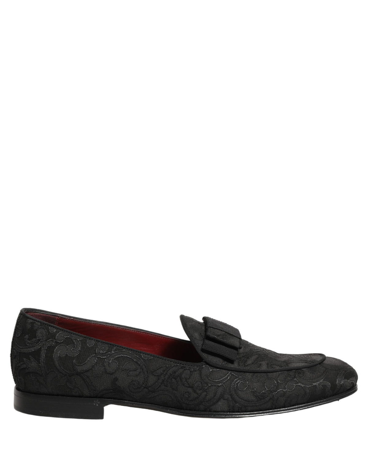 Dolce & Gabbana Black Floral Brocade Men Dress Loafers