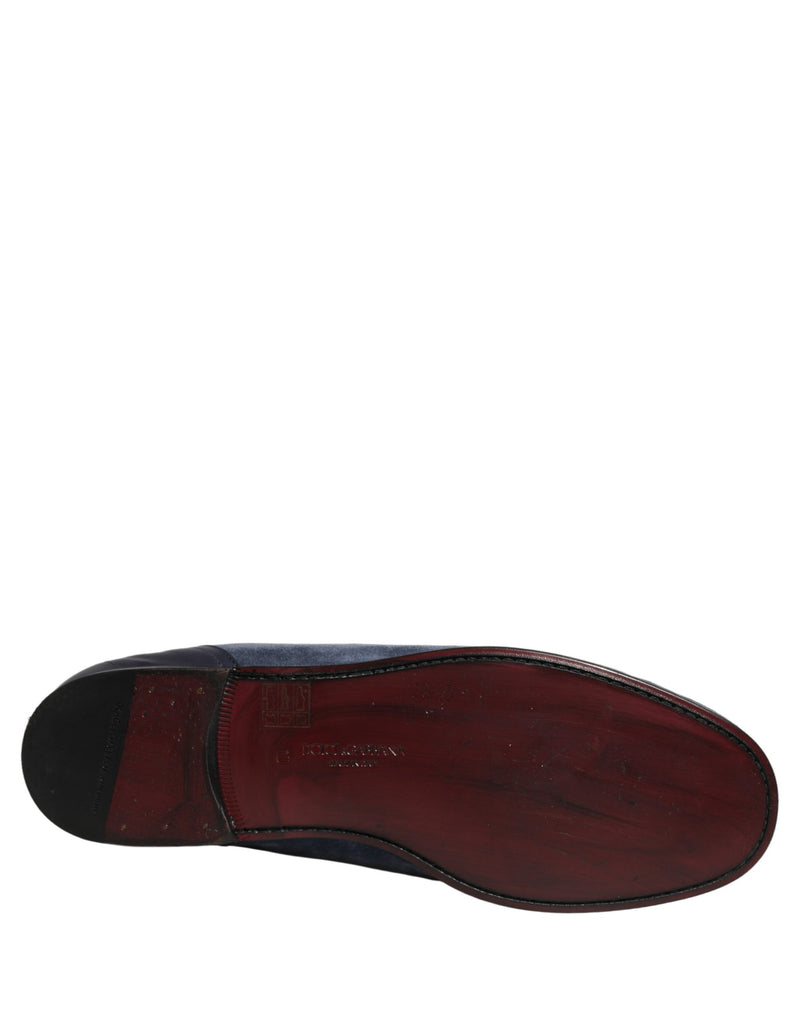 Dolce & Gabbana Blue Suede Leather Moccasin Loafers