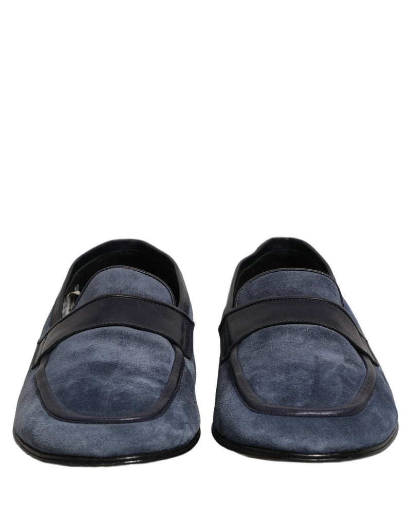 Dolce & Gabbana Blue Suede Leather Moccasin Loafers