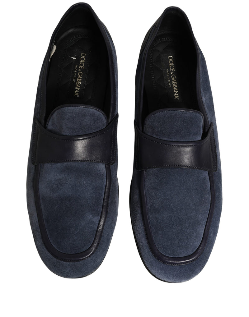 Dolce & Gabbana Blue Suede Leather Moccasin Loafers