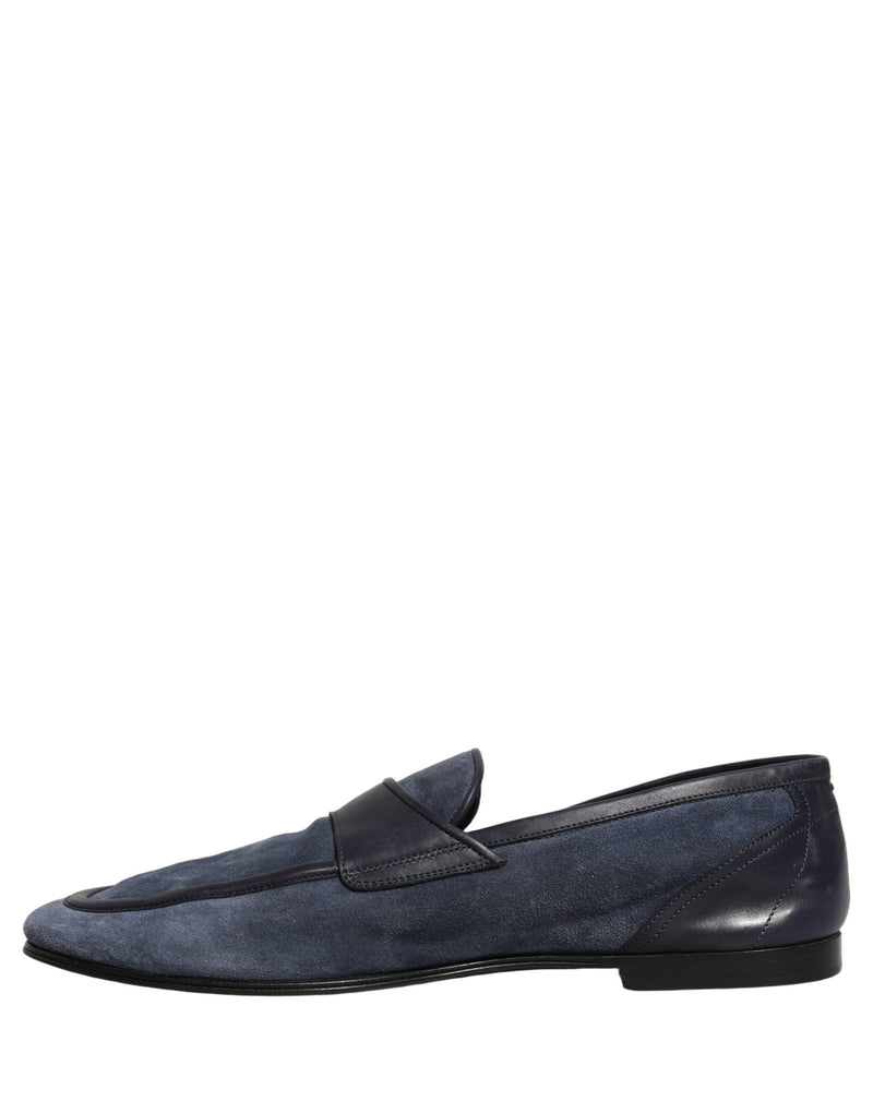 Dolce & Gabbana Blue Suede Leather Moccasin Loafers