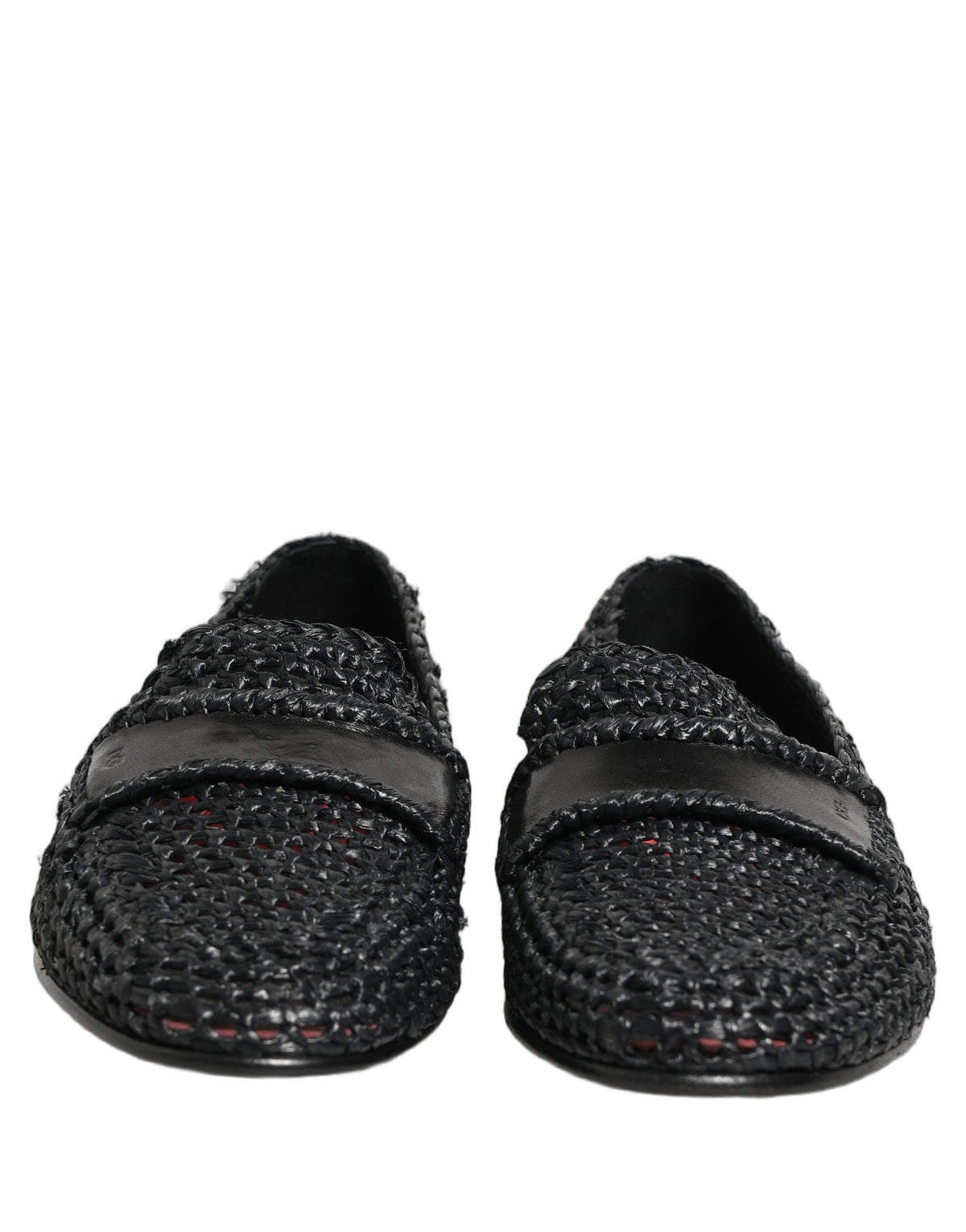 Dolce & Gabbana Black Woven Raffia Slip-On Loafers for Men