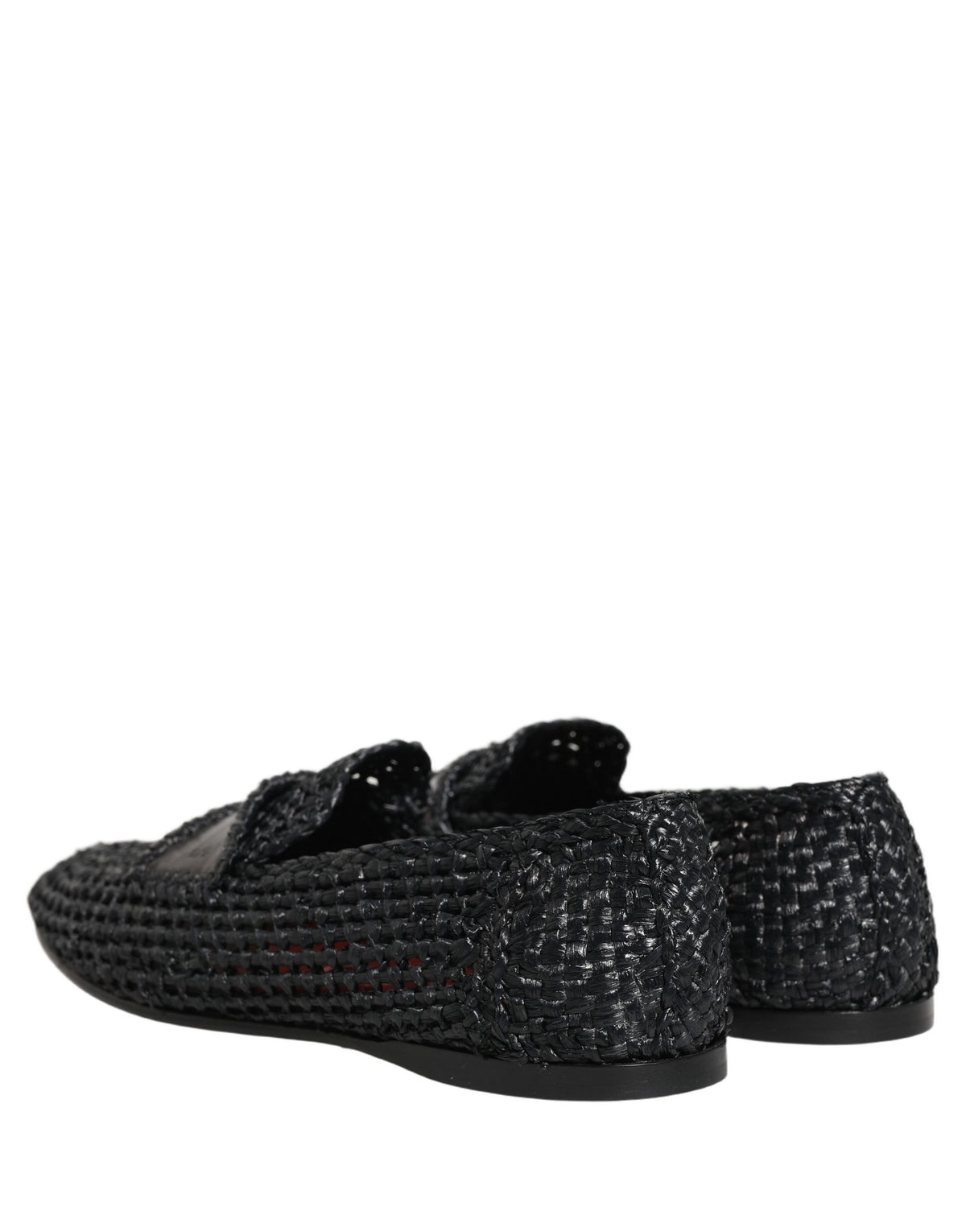 Dolce & Gabbana Black Woven Raffia Slip-On Loafers for Men
