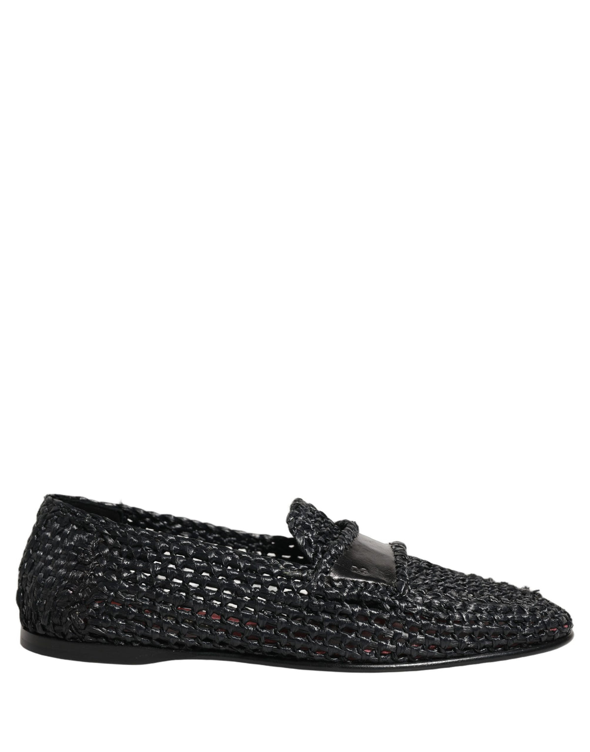 Dolce & Gabbana Black Woven Raffia Slip-On Loafers for Men