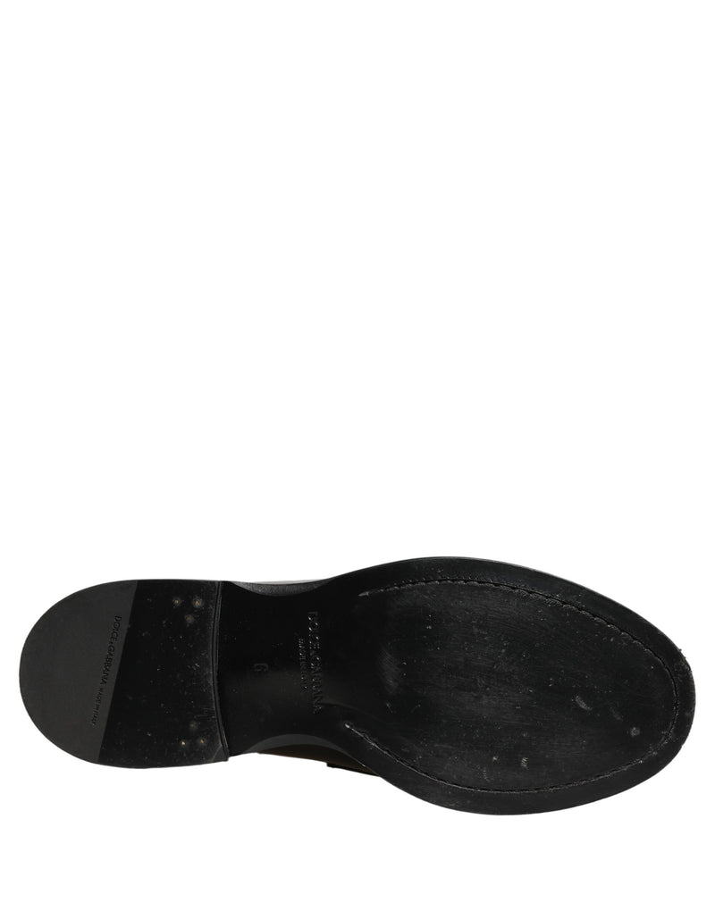 Dolce & Gabbana Black Leather Formal Men Dress Loafers Shoes