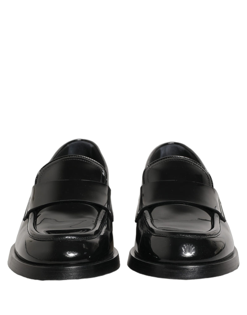 Dolce & Gabbana Black Leather Formal Men Dress Loafers Shoes
