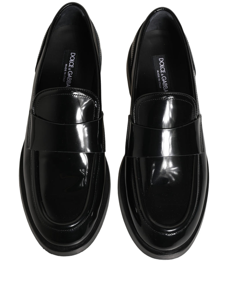 Dolce & Gabbana Black Leather Formal Men Dress Loafers Shoes