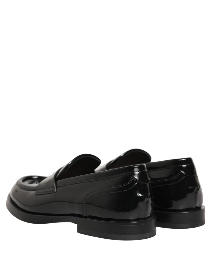Dolce & Gabbana Black Leather Formal Men Dress Loafers Shoes