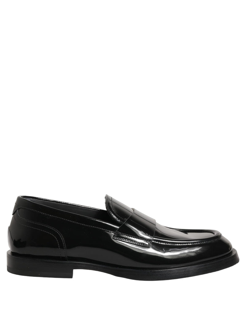 Dolce & Gabbana Black Leather Formal Men Dress Loafers Shoes