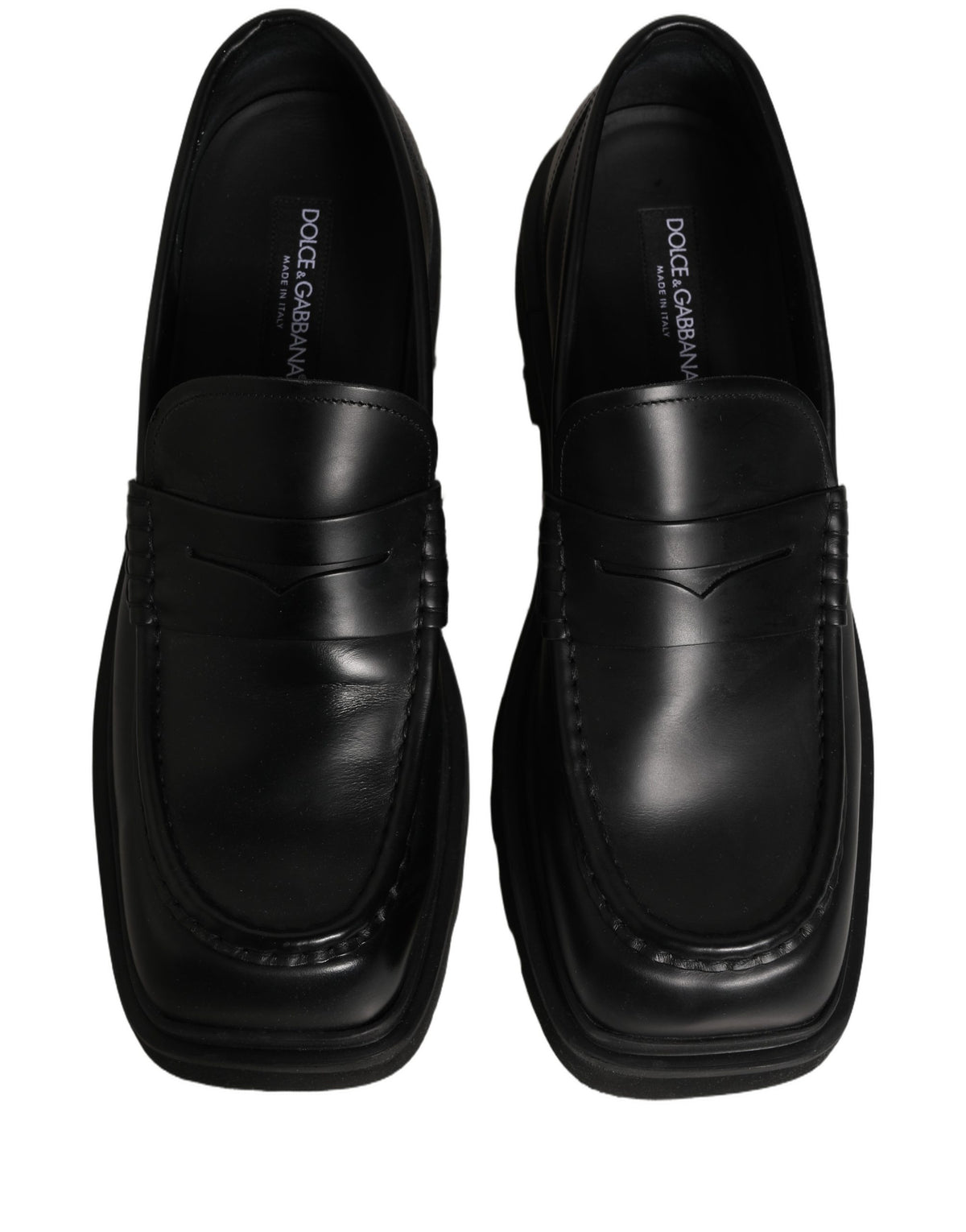 Dolce & Gabbana Black Calfskin Leather Men Dress Loafer Shoes