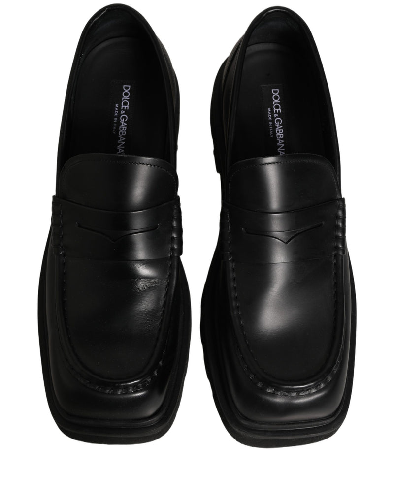Dolce & Gabbana Black Calfskin Leather Men Dress Loafer Shoes