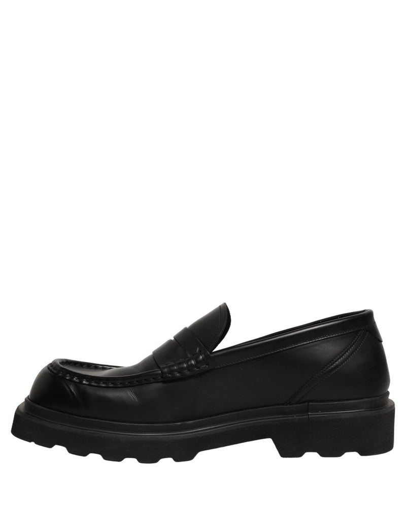 Dolce & Gabbana Black Calfskin Leather Men Dress Loafer Shoes