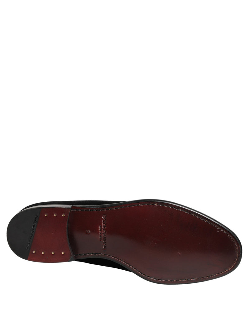 Dolce & Gabbana Black Velvet Loafers for Men - Formal Dress Shoes