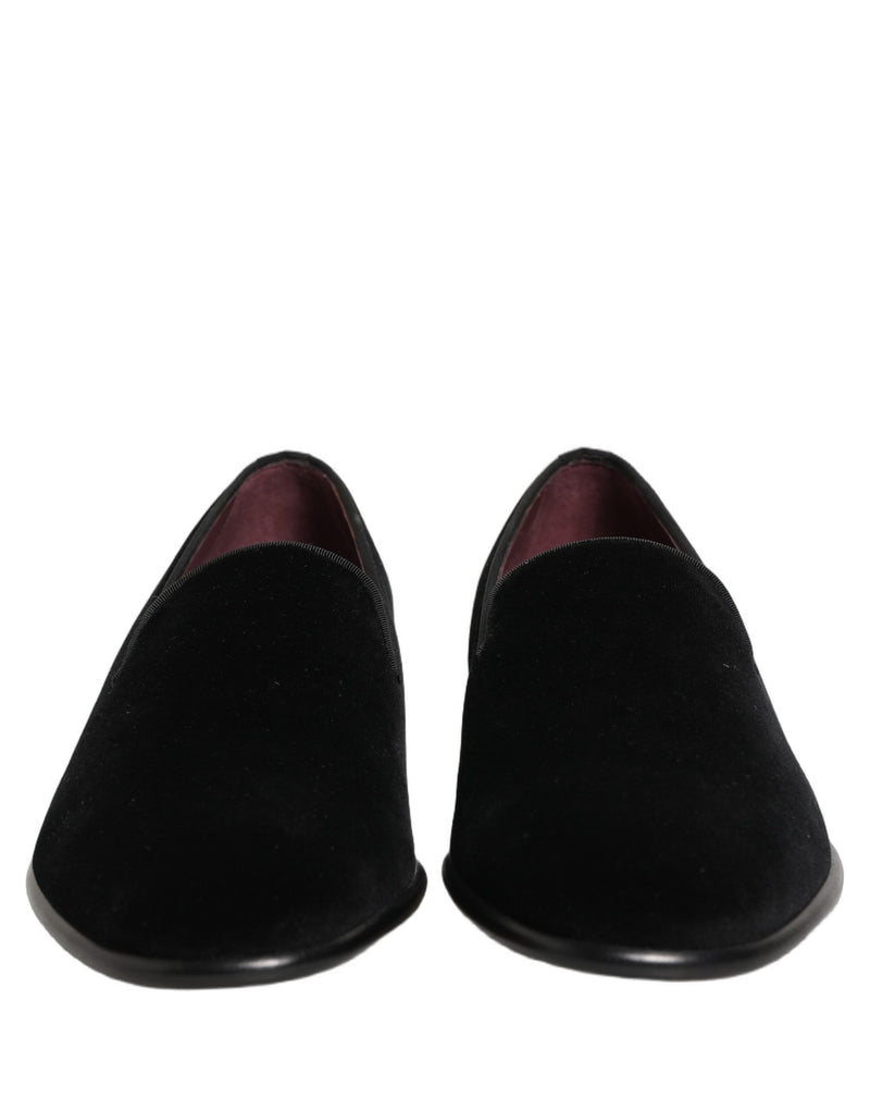 Dolce & Gabbana Black Velvet Loafers for Men - Formal Dress Shoes