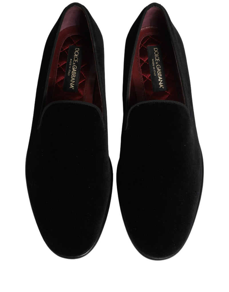 Dolce & Gabbana Black Velvet Loafers for Men - Formal Dress Shoes