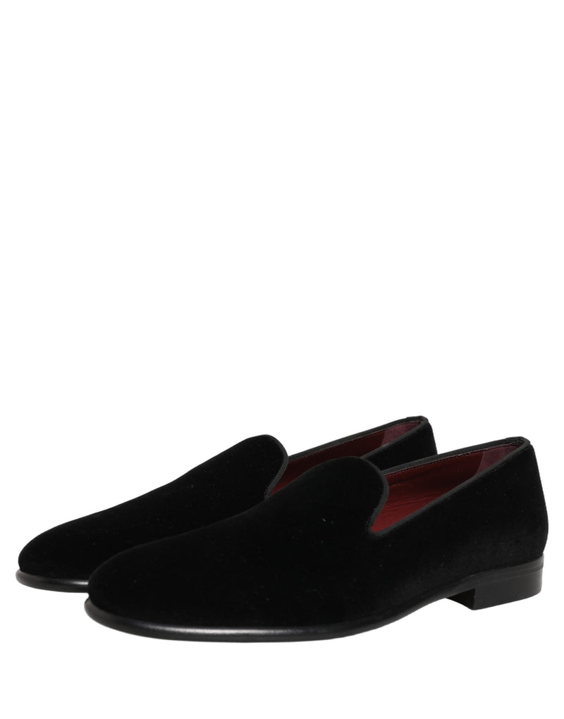 Dolce & Gabbana Black Velvet Loafers for Men - Formal Dress Shoes