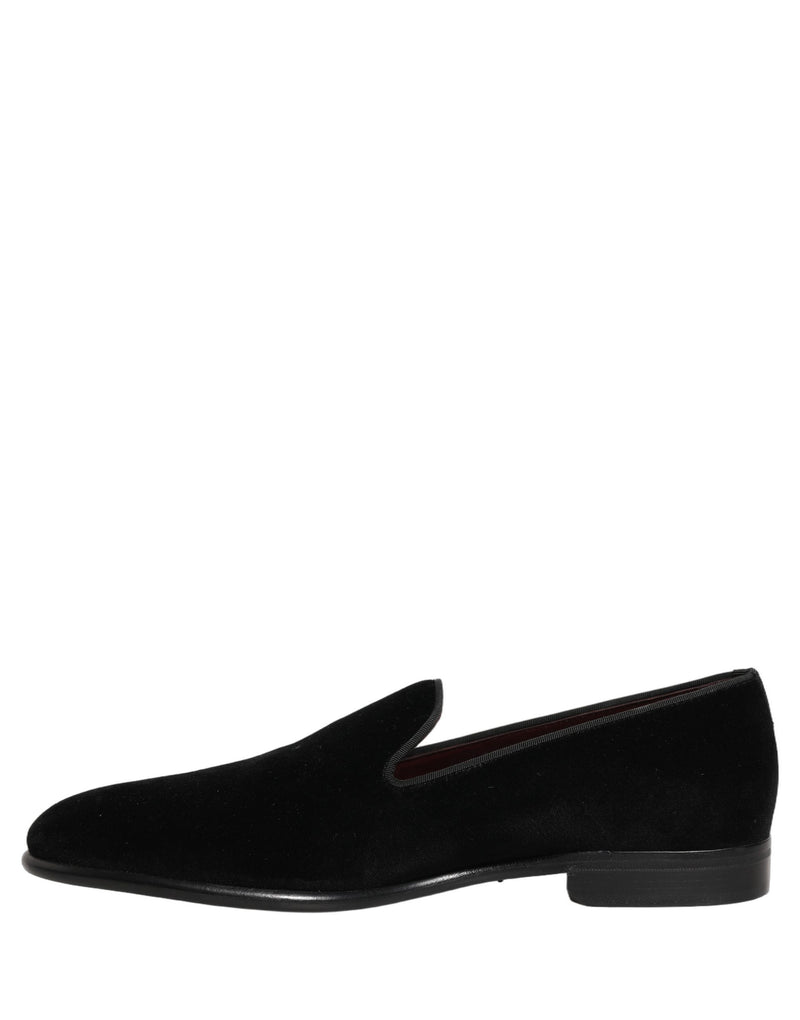 Dolce & Gabbana Black Velvet Loafers for Men - Formal Dress Shoes