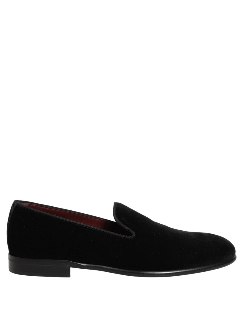 Dolce & Gabbana Black Velvet Loafers for Men - Formal Dress Shoes