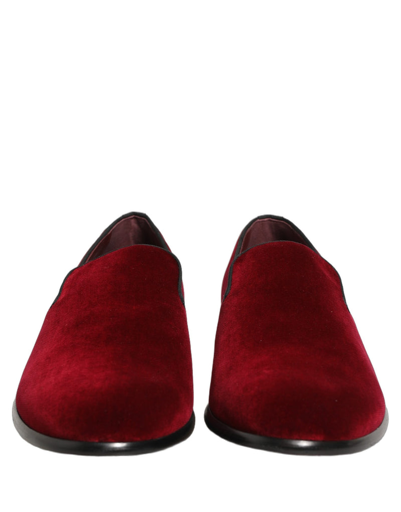 Dolce & Gabbana Maroon Velvet Slip-On Dress Loafers for Men