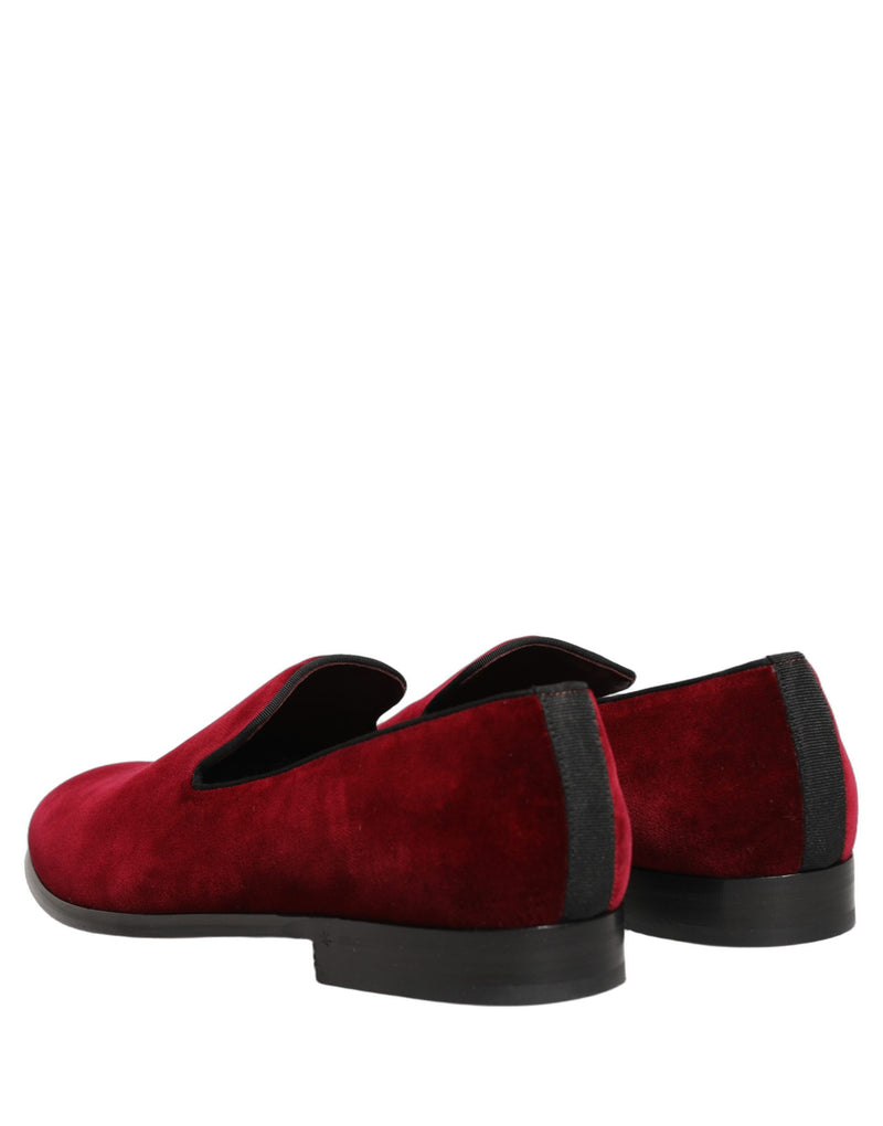 Dolce & Gabbana Maroon Velvet Slip-On Dress Loafers for Men