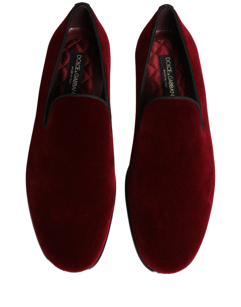 Dolce & Gabbana Maroon Velvet Slip-On Dress Loafers for Men