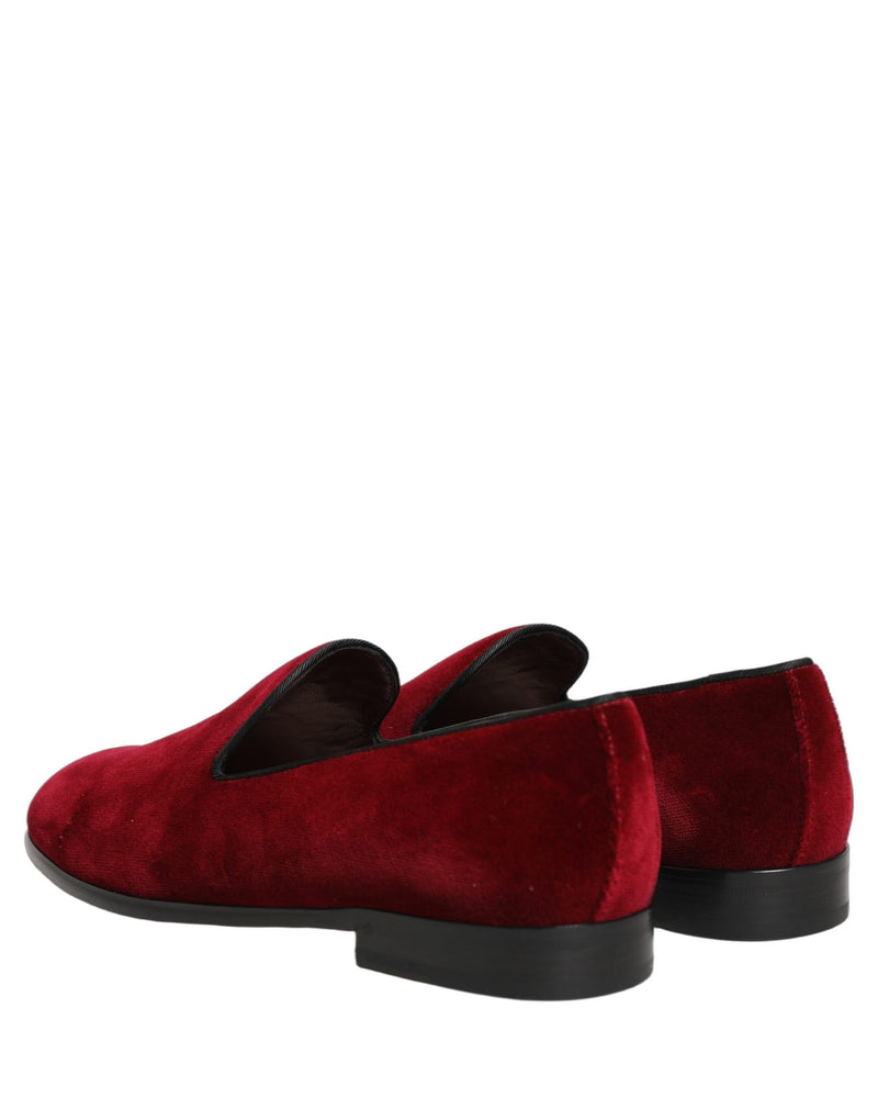 Dolce & Gabbana Maroon Velvet Slip-On Dress Loafers for Men