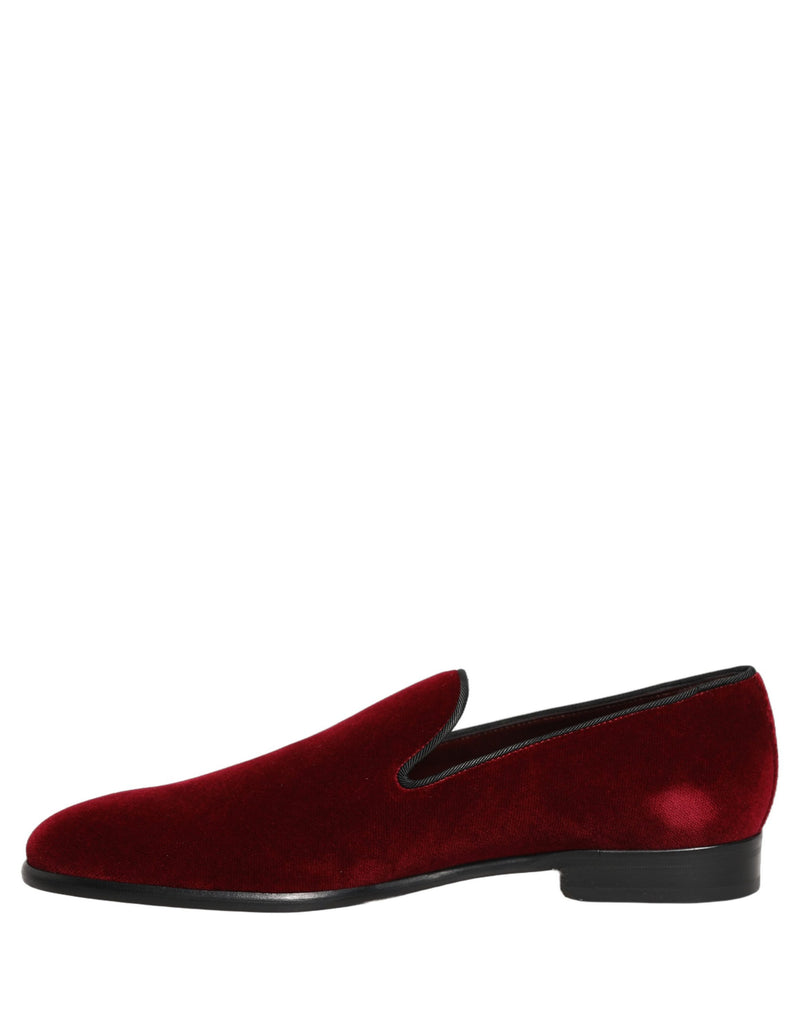 Dolce & Gabbana Maroon Velvet Slip-On Dress Loafers for Men