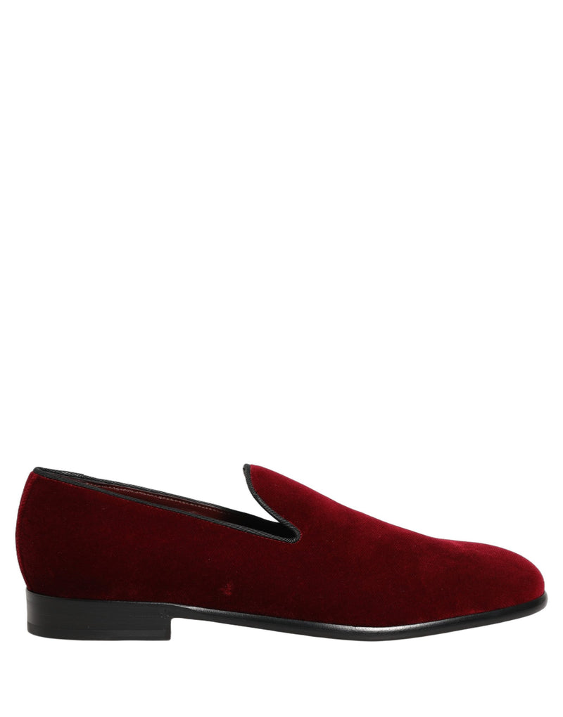 Dolce & Gabbana Maroon Velvet Slip-On Dress Loafers for Men