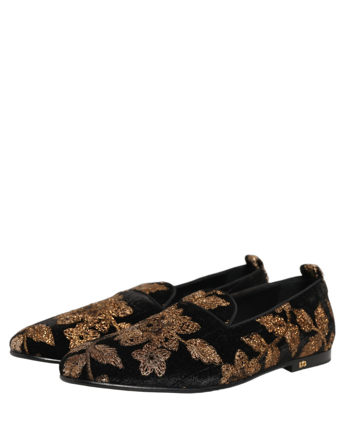 Dolce & Gabbana Black Floral Jacquard Dress Loafers for Men