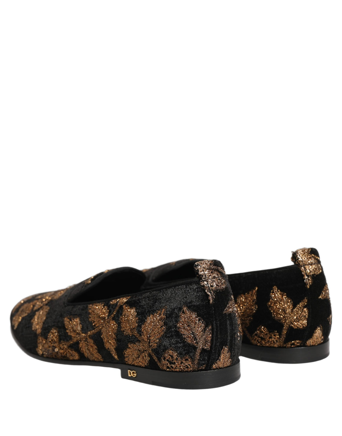 Dolce & Gabbana Black Floral Jacquard Dress Loafers for Men